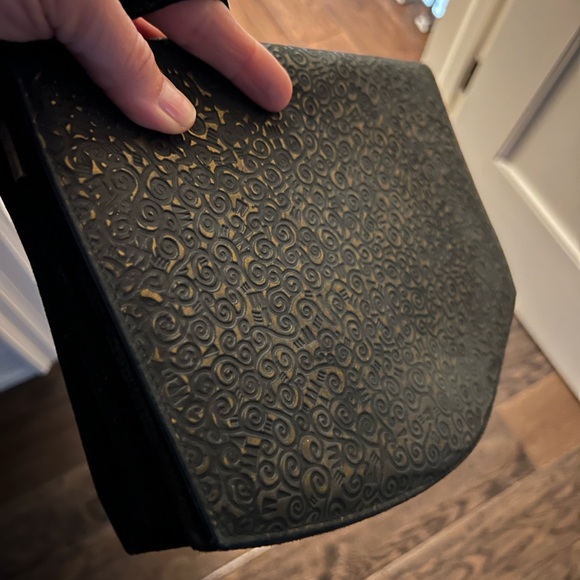 Vintage, Black Suede Evening Bag - Picture 5 of 9
